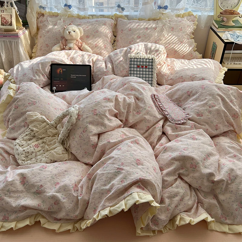 2025新款双层纱四件套亲肤非全棉纯棉床单被套被罩床笠学生宿舍