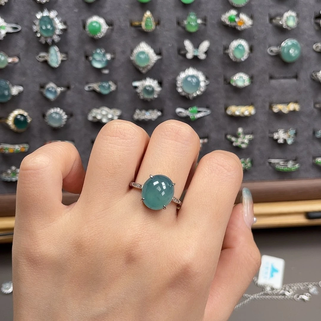 翡翠戒指银S925镶嵌58888