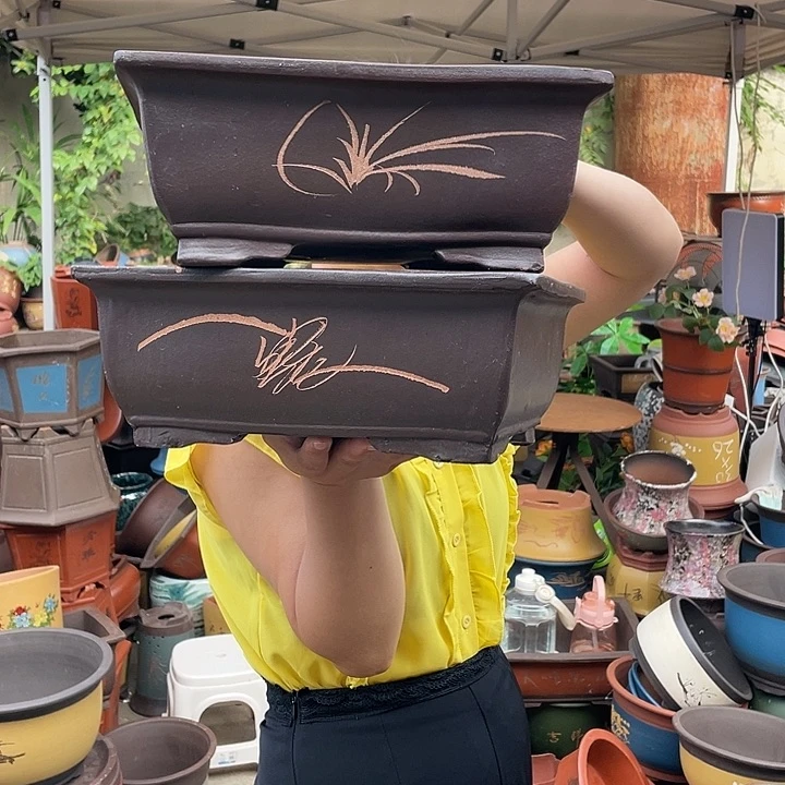 26+26棕色马槽花盆紫砂花盆紫砂