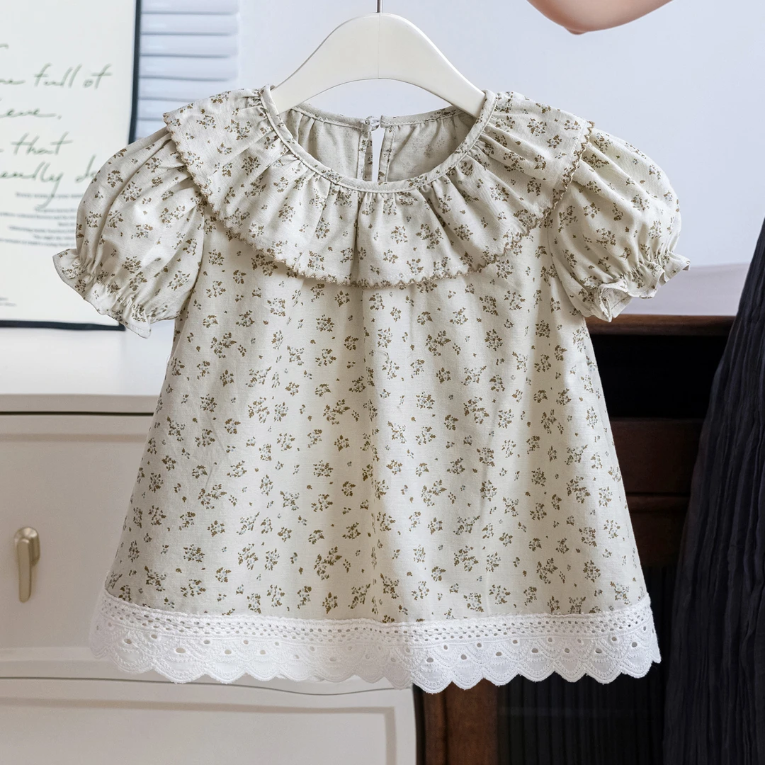 女童夏装短袖T恤2025新款女孩韩版碎花上衣童装中大童宽松百搭t恤