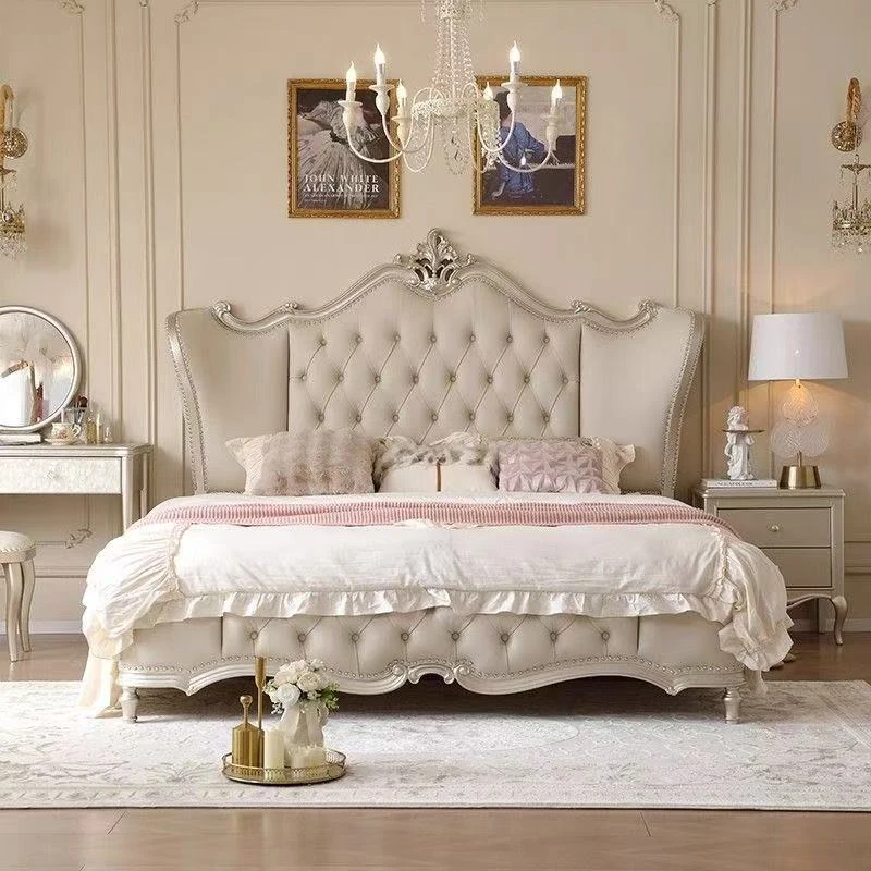 美式高档轻奢实木床1.8双人床双人欧式公主简约法式现代主卧婚床