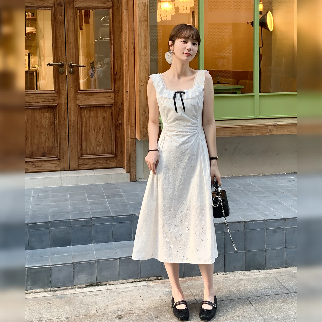 【诗诗】【纯白恋人】FS505L065黑色蝴蝶结连衣裙