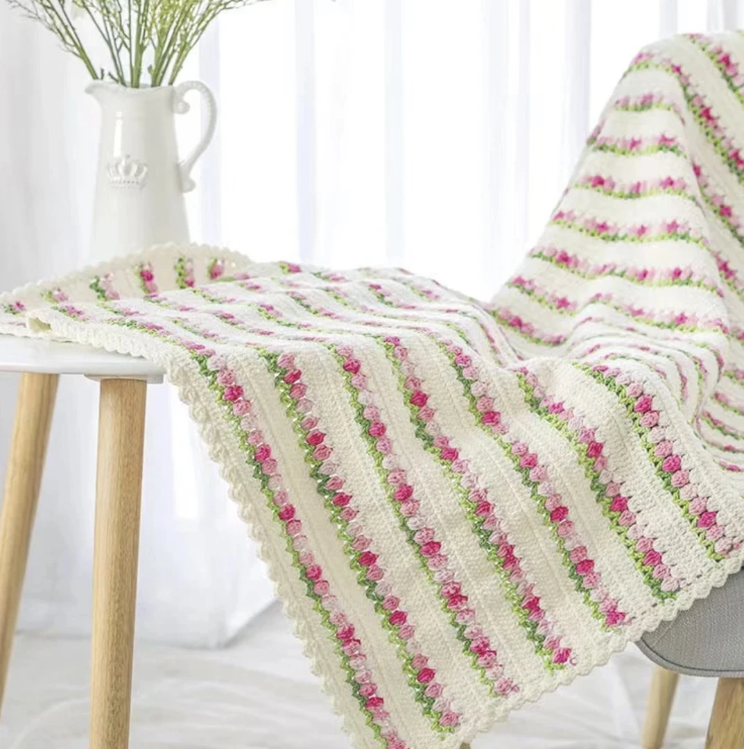 雪妃尔花香满径毯子毛线材料包 不是成品 需要自己钩织 送教程