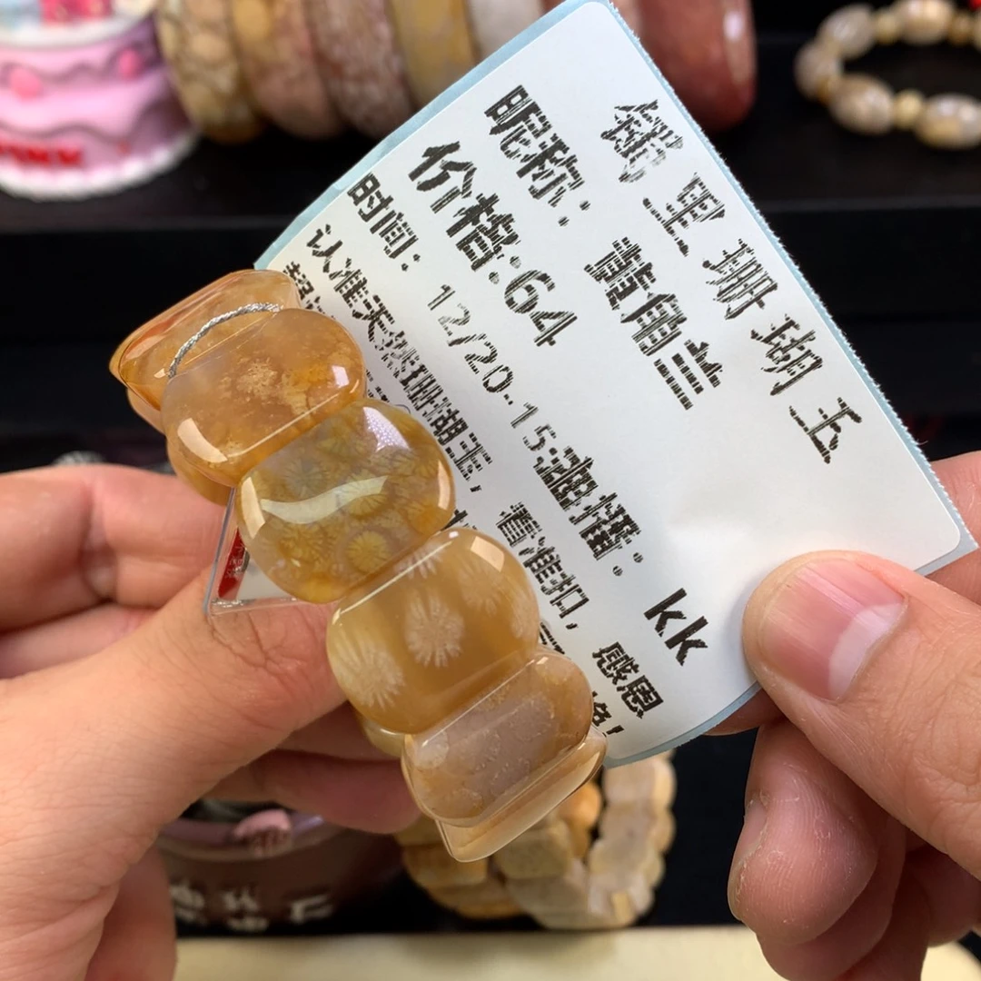 黄***兰硅化珊瑚（珊瑚玉）未镶嵌颈饰