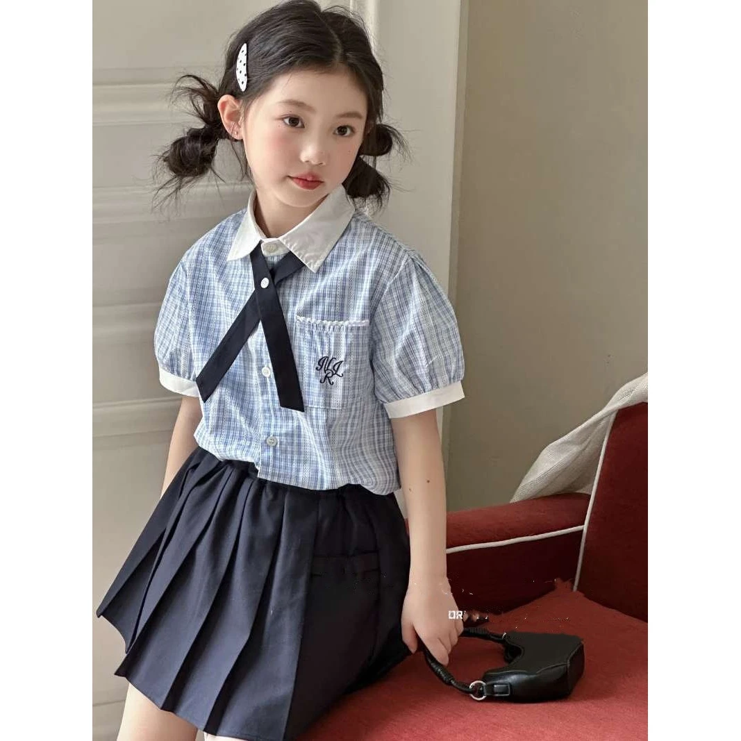 女童连衣裙洋气夏装女孩jk制服套装夏款学院风大童裙子儿童百褶裙