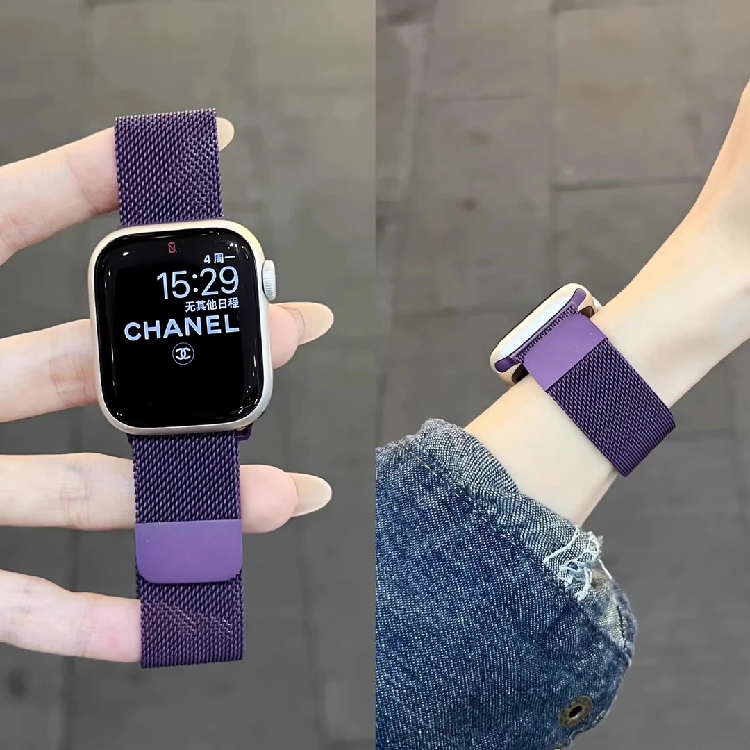 适用苹果ApplewatchS10手表米兰尼斯S11表带磁吸ultra运动9智能女