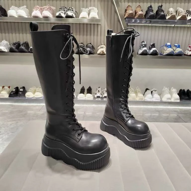 现货A4｜真皮羊里垫厚底超酷女靴｜半码拍小｜369-2