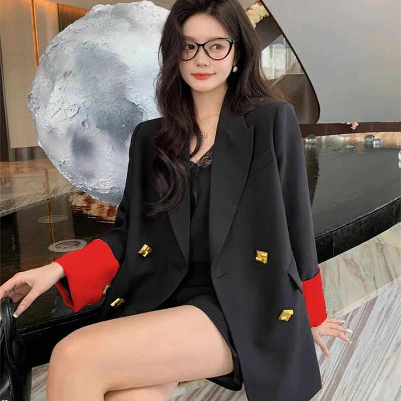 2025新款黑色休闲西服外套女春秋季百搭气质设计感网红西装上衣女