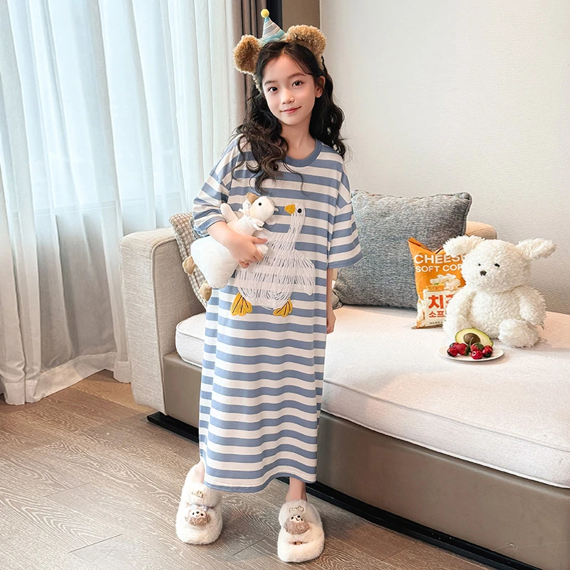 女童睡衣夏装2025新款洋气大童薄款短袖套装儿童夏季莫代尔家居服