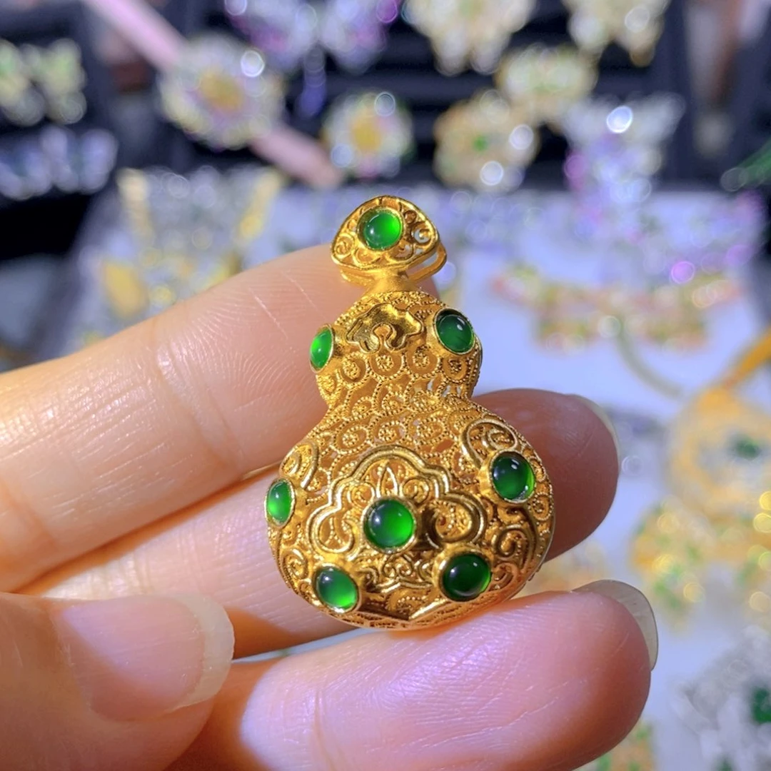 颈饰银S925镶嵌翡翠