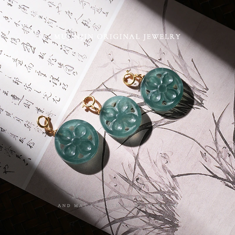 【木槿槿 花开富贵】天然翡翠气质吊坠女款多样性发一 直径约12mm