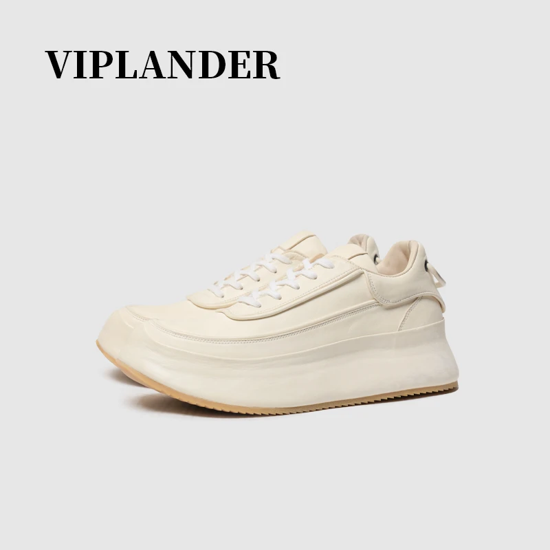 viplander春夏做旧白色休闲鞋防滑厚底老爹鞋水洗马皮皮鞋2316-1