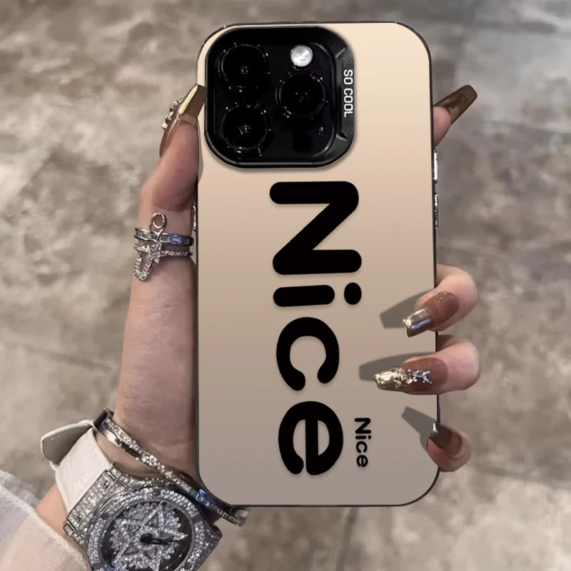 NICE适用苹果16promax手机壳iPhone15创意14保护套17新款简约英文