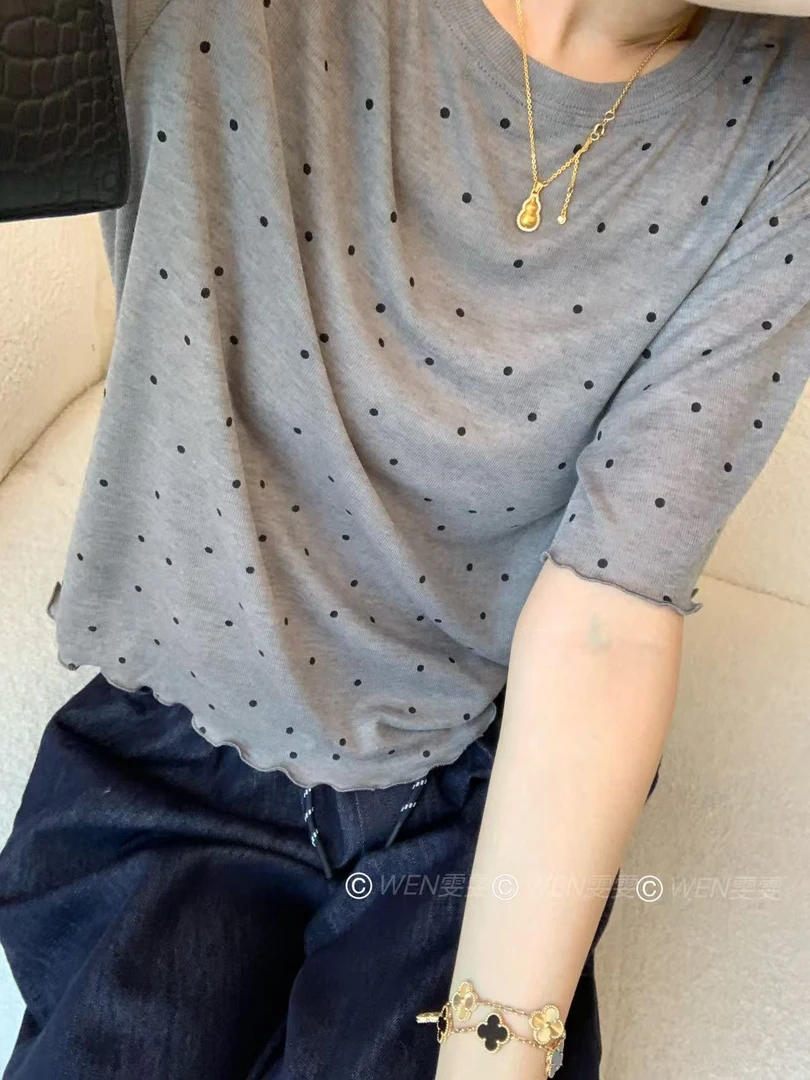 WEN 25新款慵懒百搭宽松波点短袖T恤WWT0107