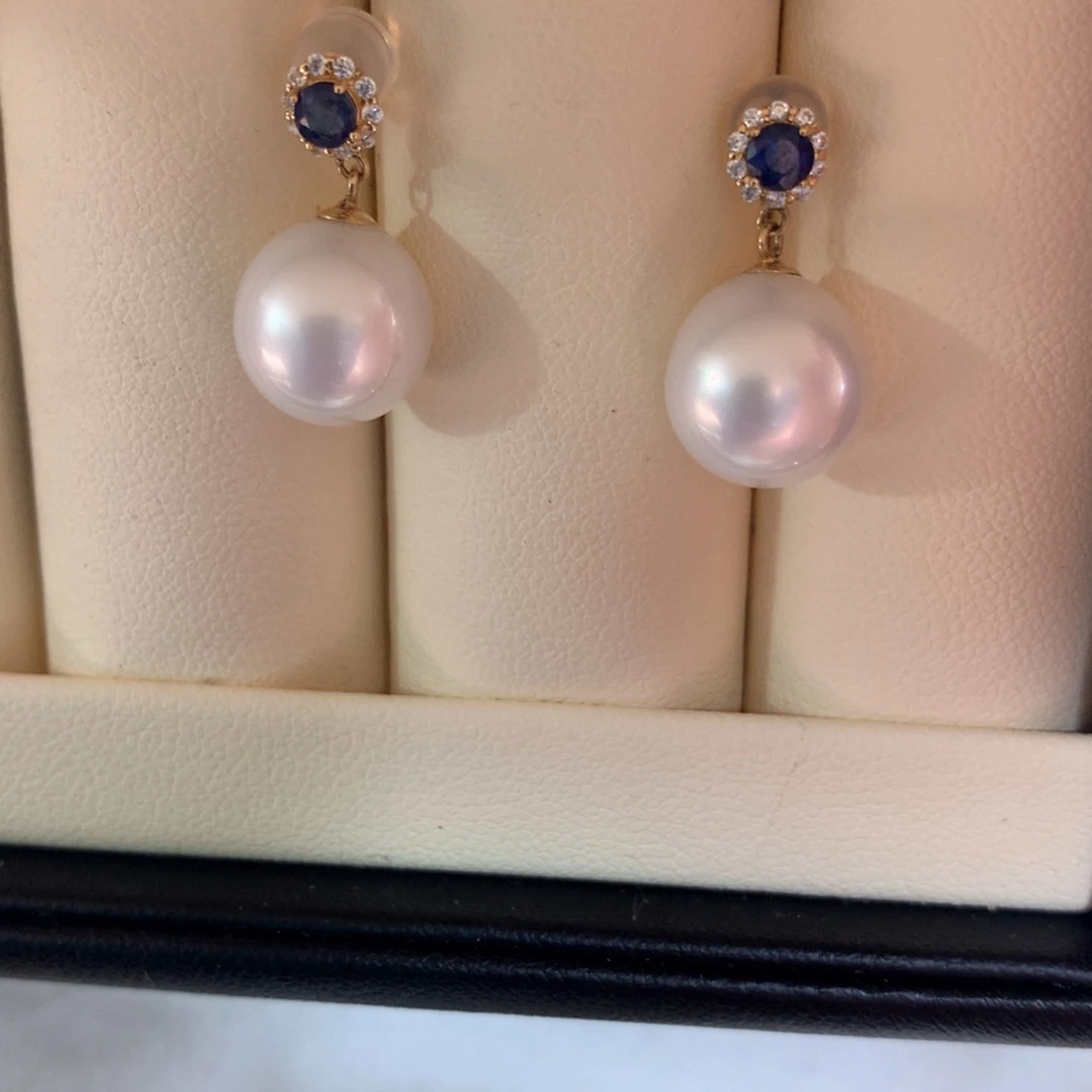 18K金镶嵌耳饰海水珍珠