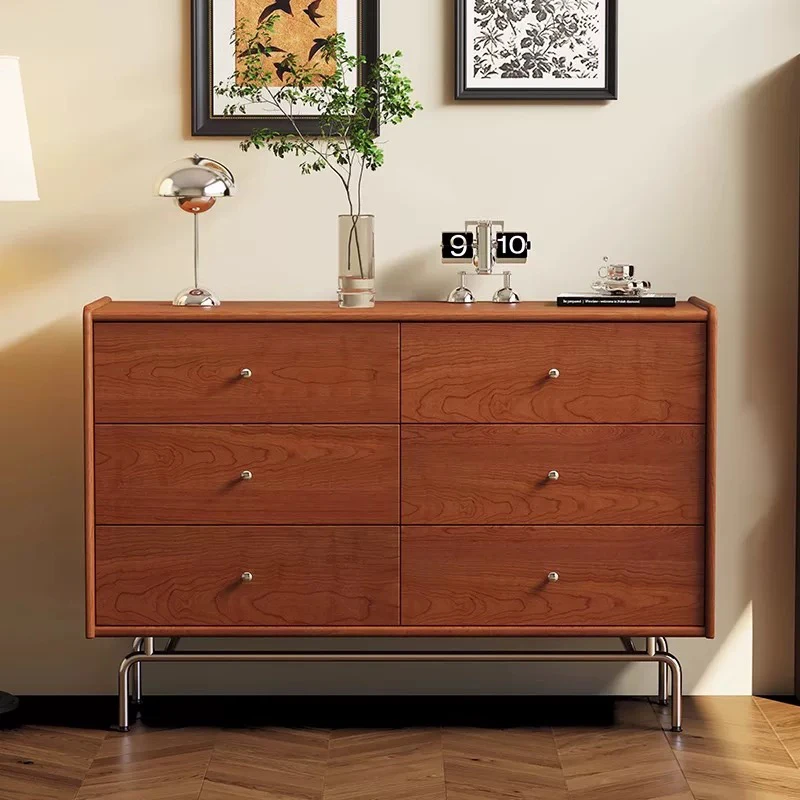 中古风六斗柜小户型收纳卧室客厅床尾收纳储物柜北欧复古玄关柜