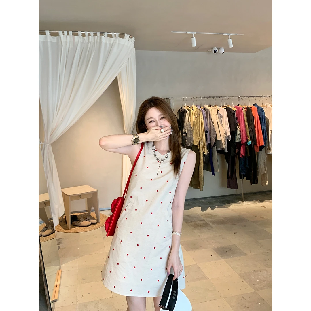 【肖肖专属】夏季法式小众气质波点背心裙连衣裙8004