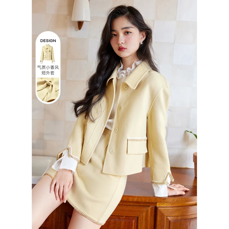 missCOCOON小香风上衣女两件毛呢外套7139