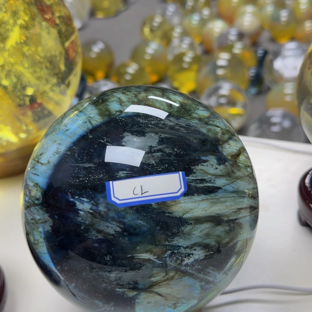 石材C****麗14.3厘米蓝水摆件