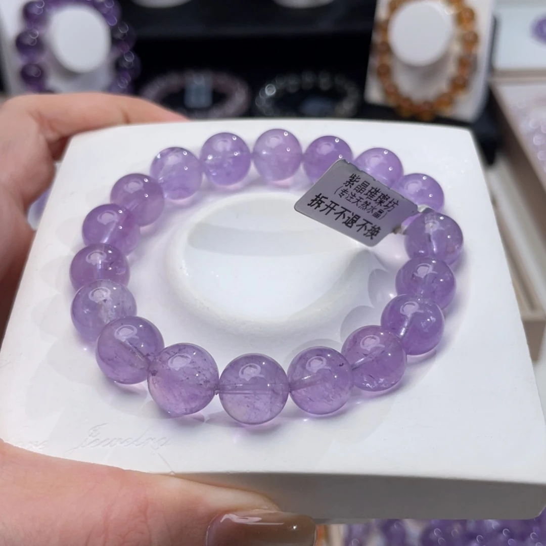 紫晶手链未镶嵌南****艺薰衣草紫水晶11m
