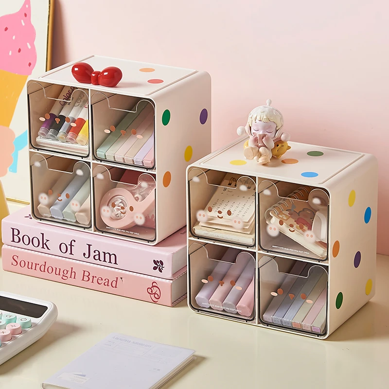 桌面收纳盒可爱高颜值抽屉式办公室桌上置物架发饰杂物储物整理柜
