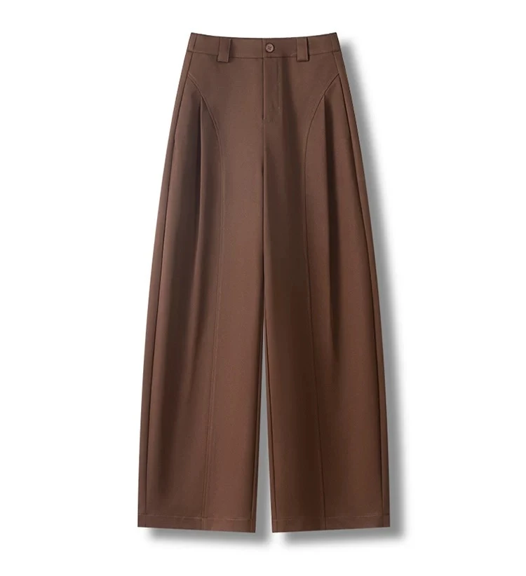 高腰窄版秋季阔腿裤纯色休闲裤显瘦宽松长裤百搭风琴裤直筒裤