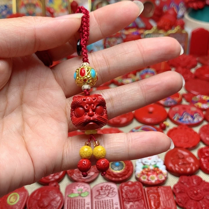 天然辰砂工艺品朱砂钥匙扣