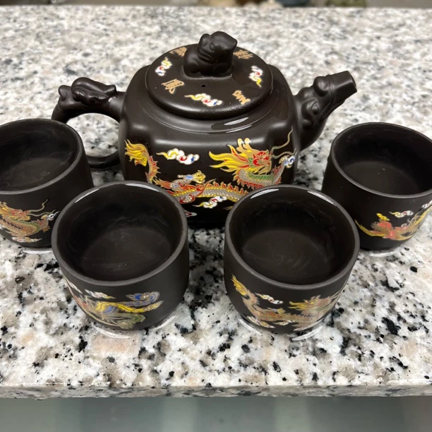 四方龙尊一壶四杯变色凤鸣套装