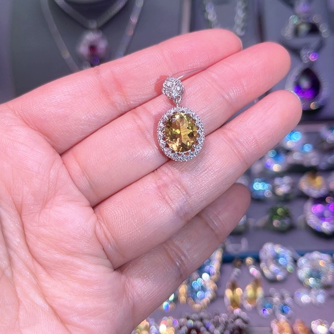 【闪购商品】黄晶吊坠(赠链)银S925镶嵌