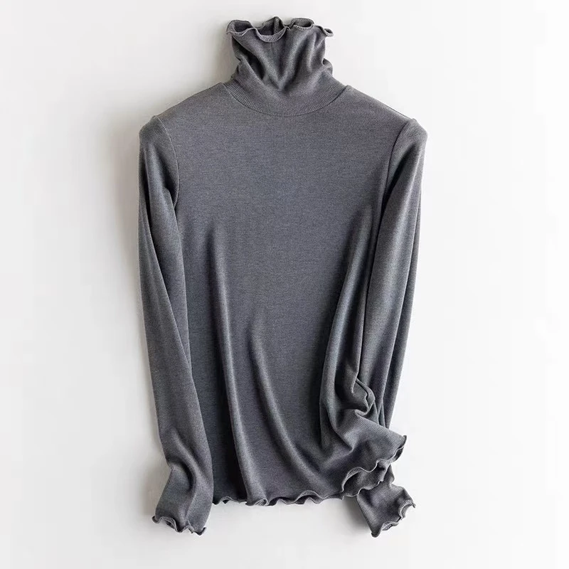 小静折扣~AP901P 推推领花边螺纹内里磨毛长袖打底衫（卡码拍大）