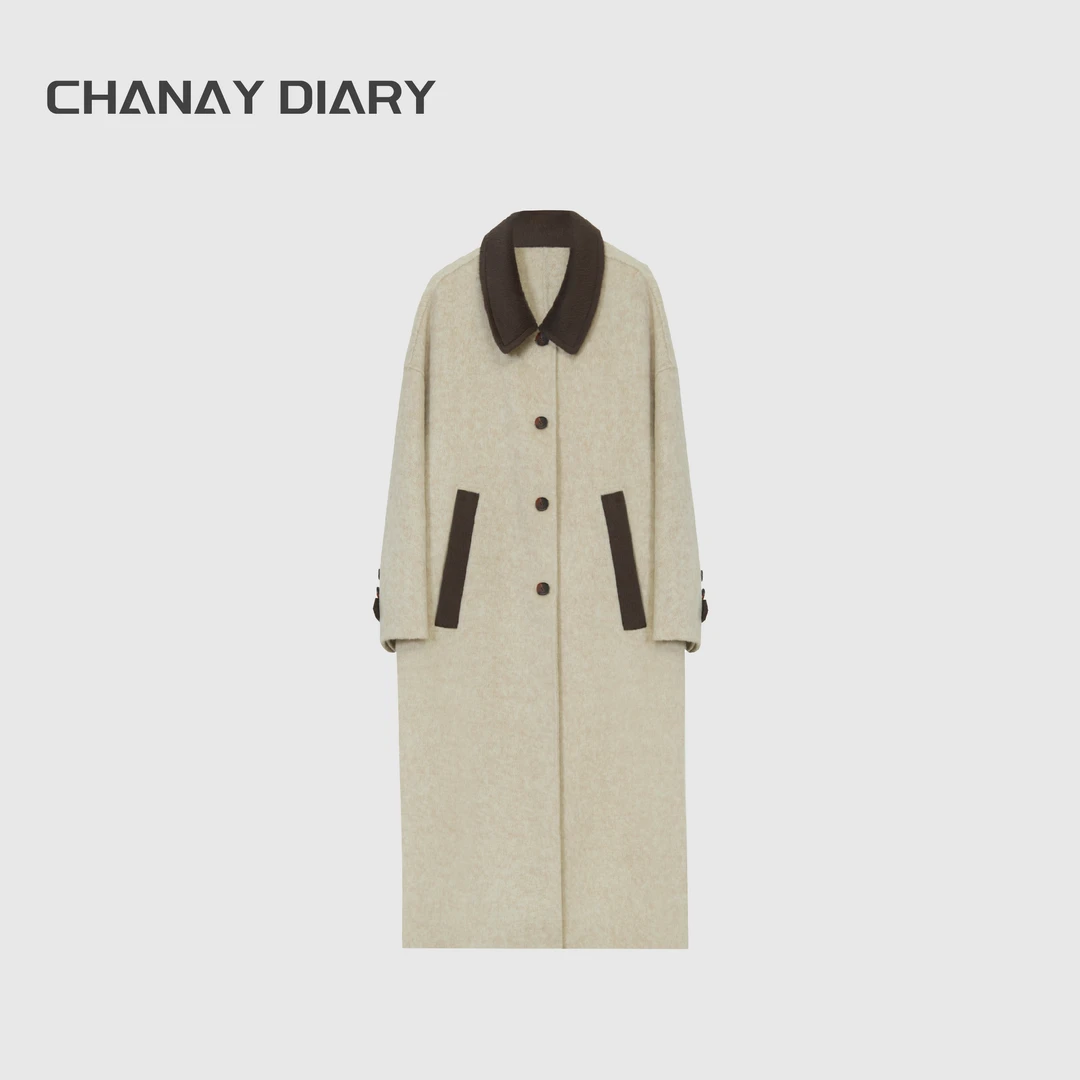 【黎明之约】2025年秋冬季原创新款韩系慵懒长款大衣外套25035