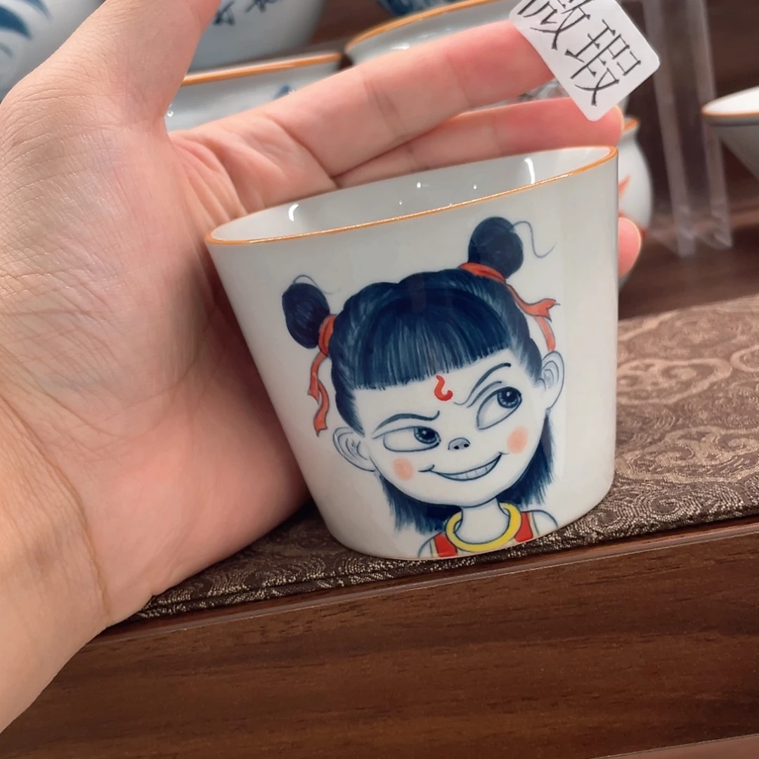 釉下手绘茶具微瑕
