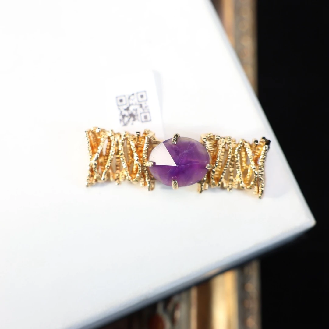 合金胸针 柚礼中古/紫琉璃一字胸针cc512037