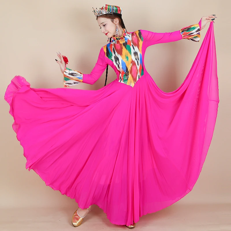 MUSE-【新疆舞蹈服】F10020A大摆民族风高领网纱维族女高档连衣裙