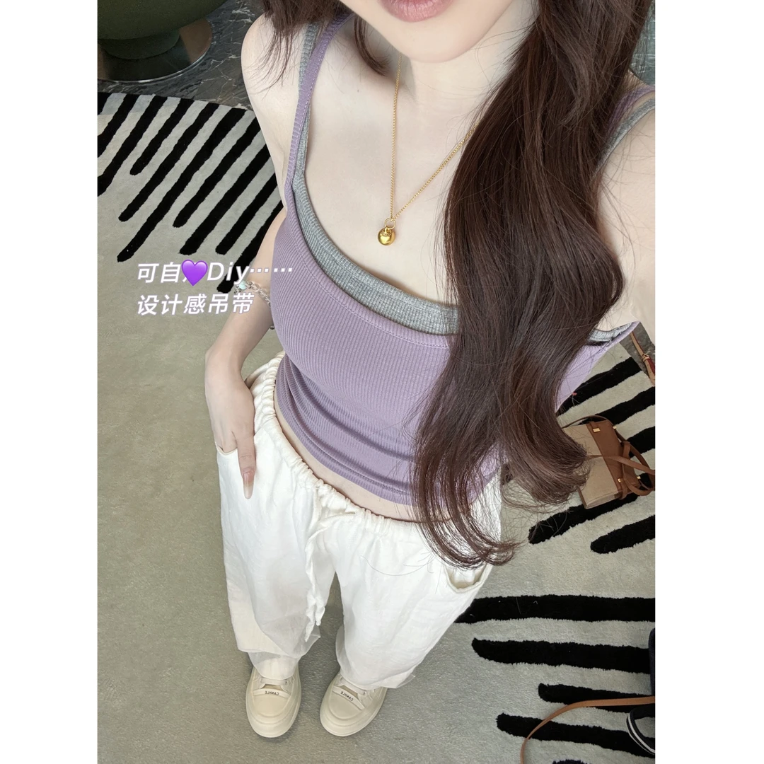 浩哥严选●吊带预C5DD1100A短款小众修身设计感叠穿时尚百搭显瘦