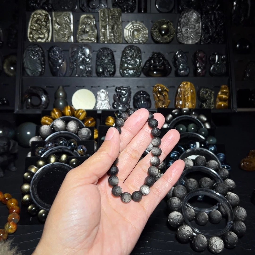 杀***毛黑曜岩未镶嵌手链