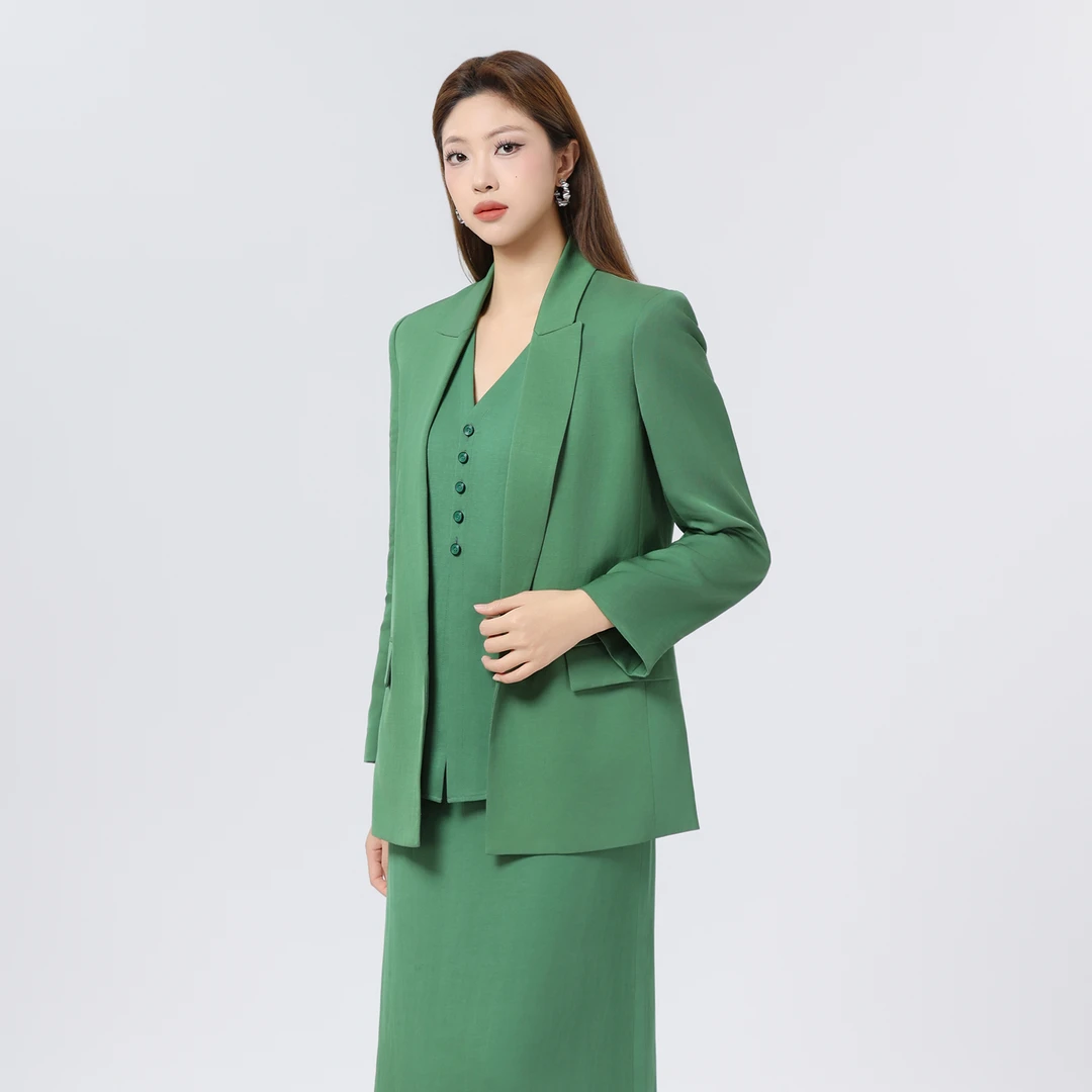 GIRDEAR/哥弟新款简约舒适高级宽松翻领一粒扣亚麻西装外套140013