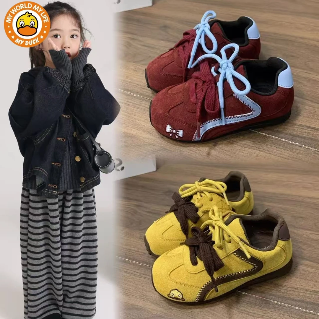 小黄鸭儿童运动鞋2025秋季新款男女童板鞋软底舒适德训阿甘鞋