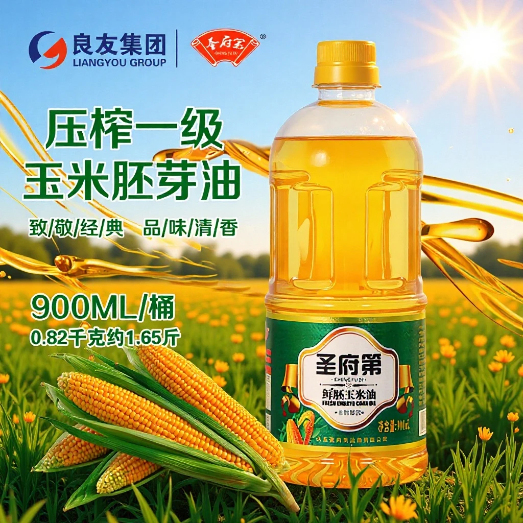 【圣府第】玉米胚芽油900ML非转基因物理压榨小桶装一级食用油