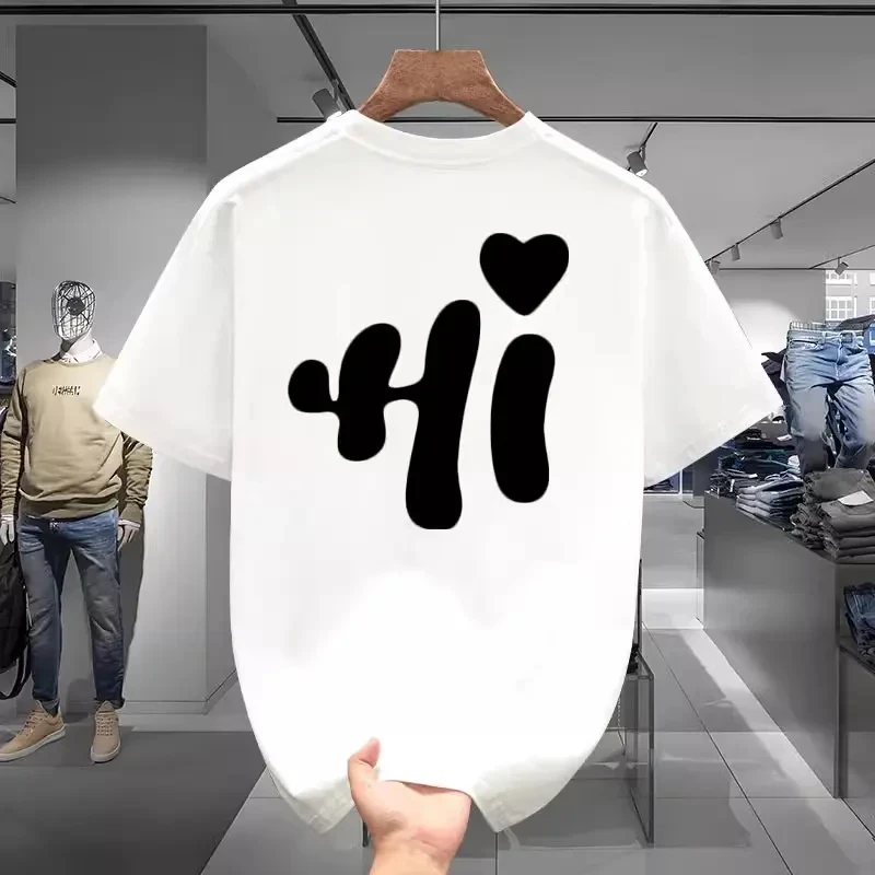 仓石一树夏季新款美式休闲男短袖T恤简约印花情侣装宽松潮流半袖