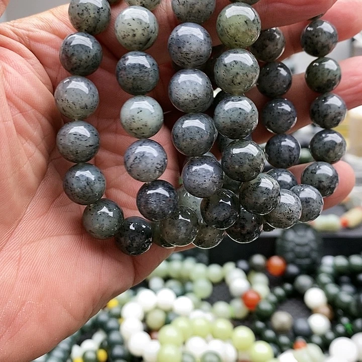 【闪购商品】手链未镶嵌和田玉12青花圆拍一发一