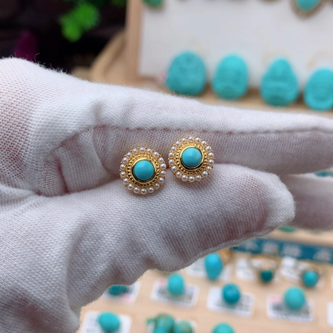 绿松石珠宝奇石银S925镶嵌