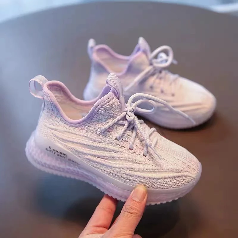 新款中大童男女宝春秋透气运动鞋飞织运动鞋351