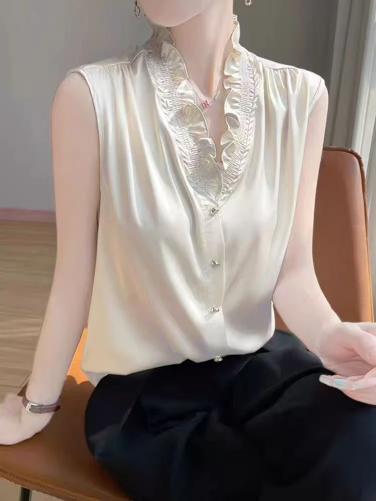 Chao气质~新款上新V领木耳边女士内搭时尚款背心场合