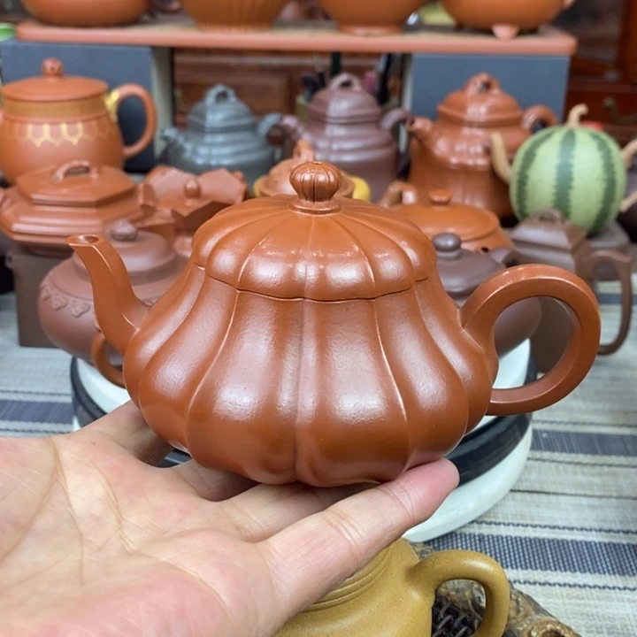 紫砂茶壶筋纹君德100-260cc原矿赵庄朱泥特价