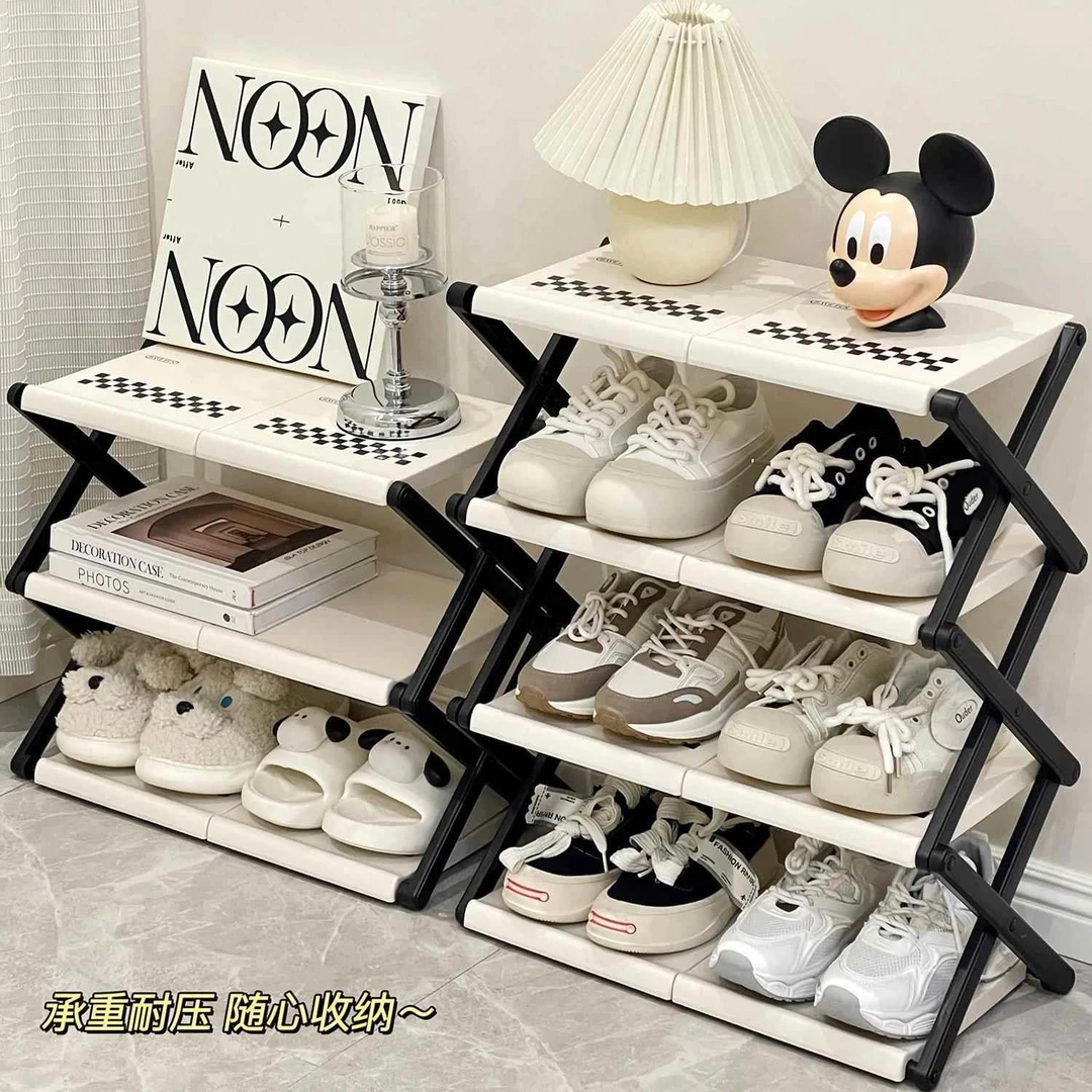 日本鞋架宿舍桌下简易小窄家用门口鞋柜新款多层折叠鞋子收纳神器