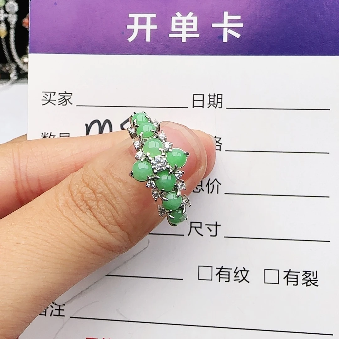 银S925镶嵌戒指翡翠戒指