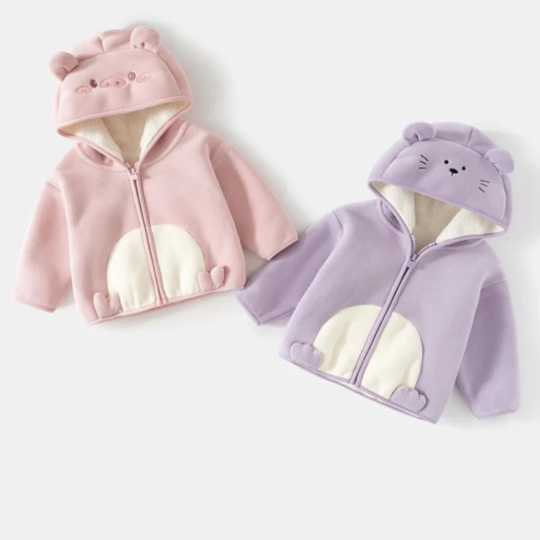 女童外套冬季洋气秋冬款2025新款儿童摇粒绒连帽衣服宝宝加绒加厚