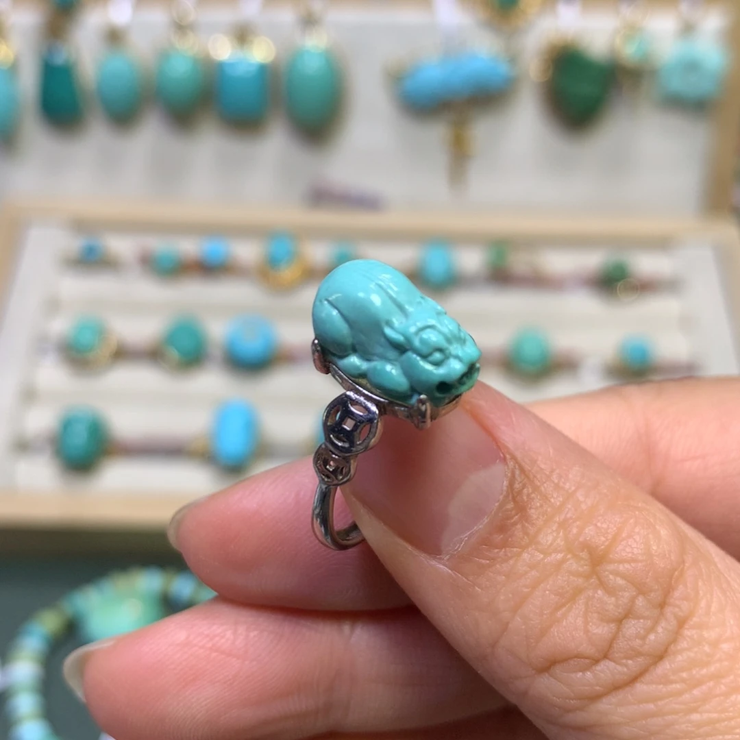 绿松石戒指银S925镶嵌