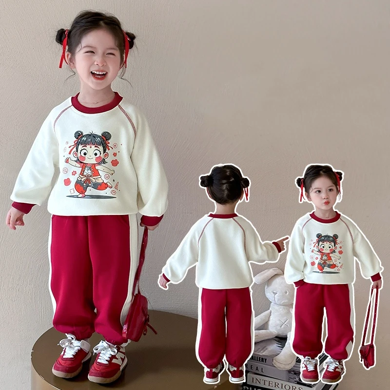 女童哪吒套装2025新款儿童春秋装国潮洋气宝宝春季休闲运动两件套